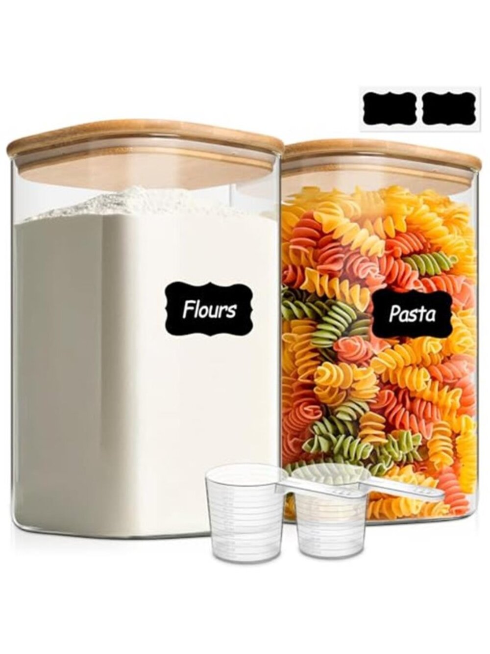1.2 Gallon Wide Mouth Flour Sugar Storage Containers 2 Pcs, 4.6 Qt Glass Storage
